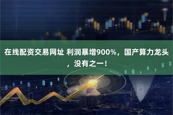 在线配资交易网址 利润暴增900%，国产算力龙头，没有之一！